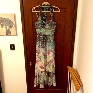 Guess floral high low halter dress
